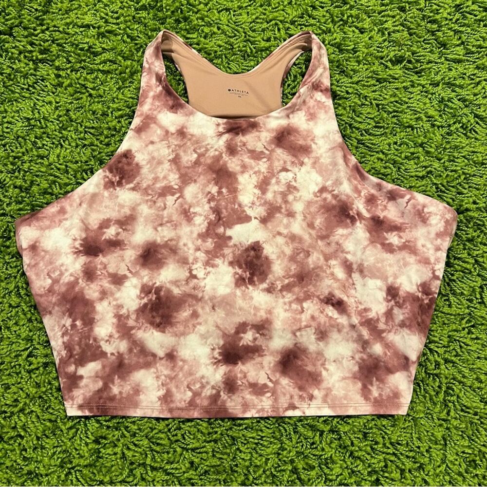 Athleta Conscious Crop Pink Tie Dyed Sports Bra